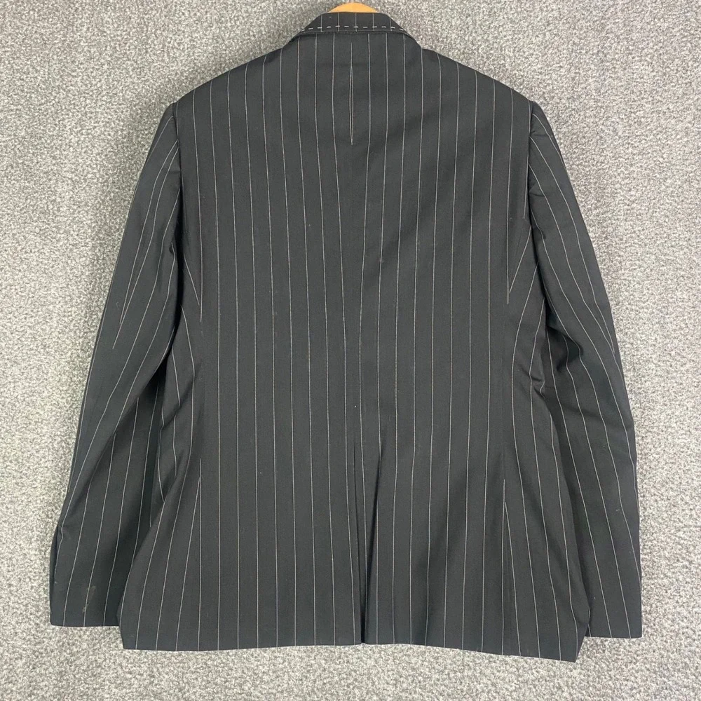 7 Diamonds Mens Blazer S Black Pinstripe‎ Clapton Pink Lining Contrast Stitch